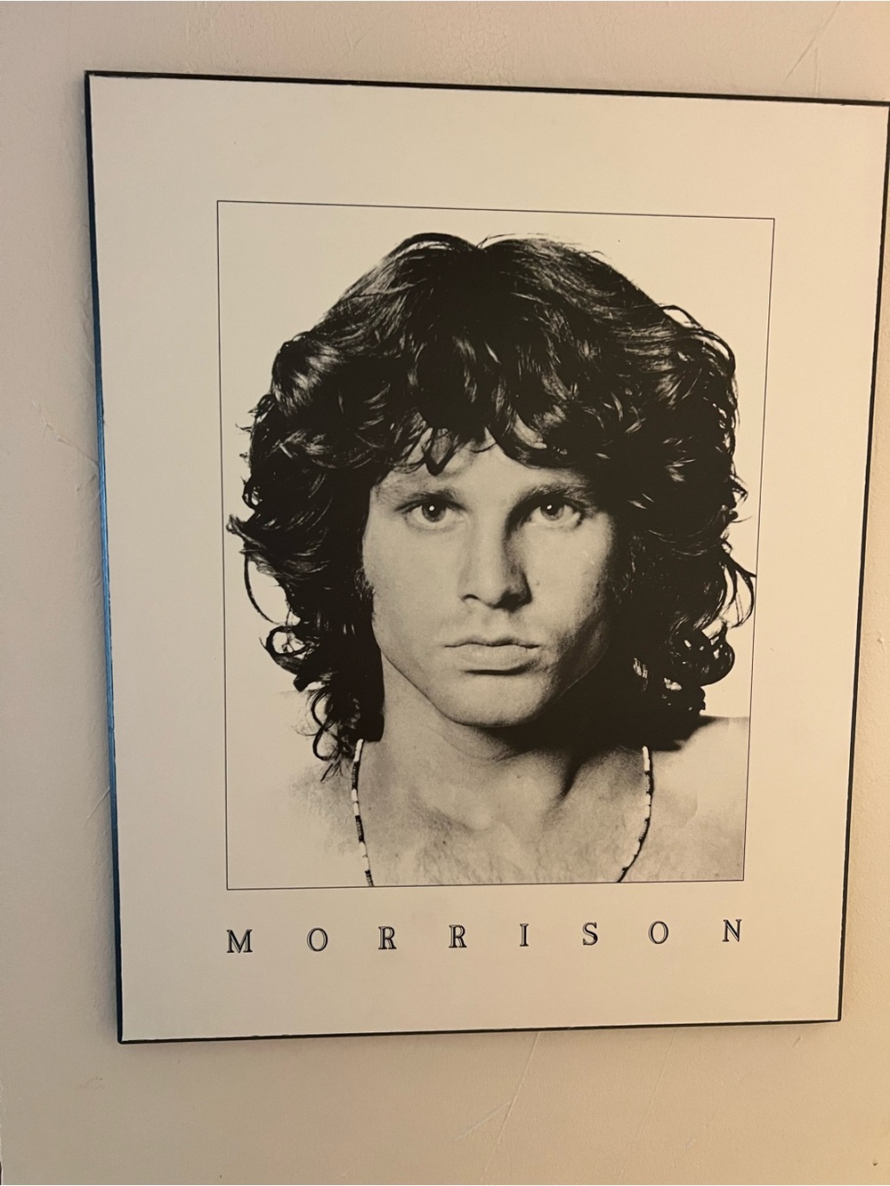 Jim Morrison  Black & White Portrait Wall Art - hard form  black border 1980’s